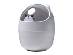 Mini Lixo de Mesa com Tampa Grande Design Fofo Cinza