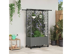 Vidaxl Cama Elevada Com Treliça E Telhado Cinzento-claro Pp
