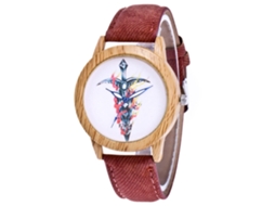 Relógio feminino clássico, elegante e minimalista, analógico, de quartzo, com pulseira de PU (marrom)
