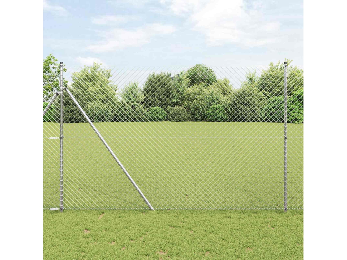 Vidaxl Cerca De Malha 10 X 1,6 M Aço Galvanizado Prateado