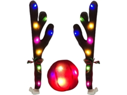 Chifres De Rena Led Para Carro Com Nariz E Sinos Festas