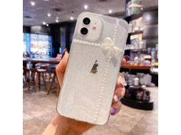 Capa De Celular Epóxi Tpu Com Glitter E Laço Perolado Para Iphone 14 Pro Max