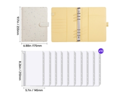 Starry Sky Refillable Loose Leaf Notebook A5 Yellow Gift Set 10-zipper Pouches
