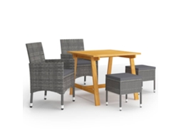 Pcs Conjunto De Jantar Para Jardim Cinzento Dkd Home Decor