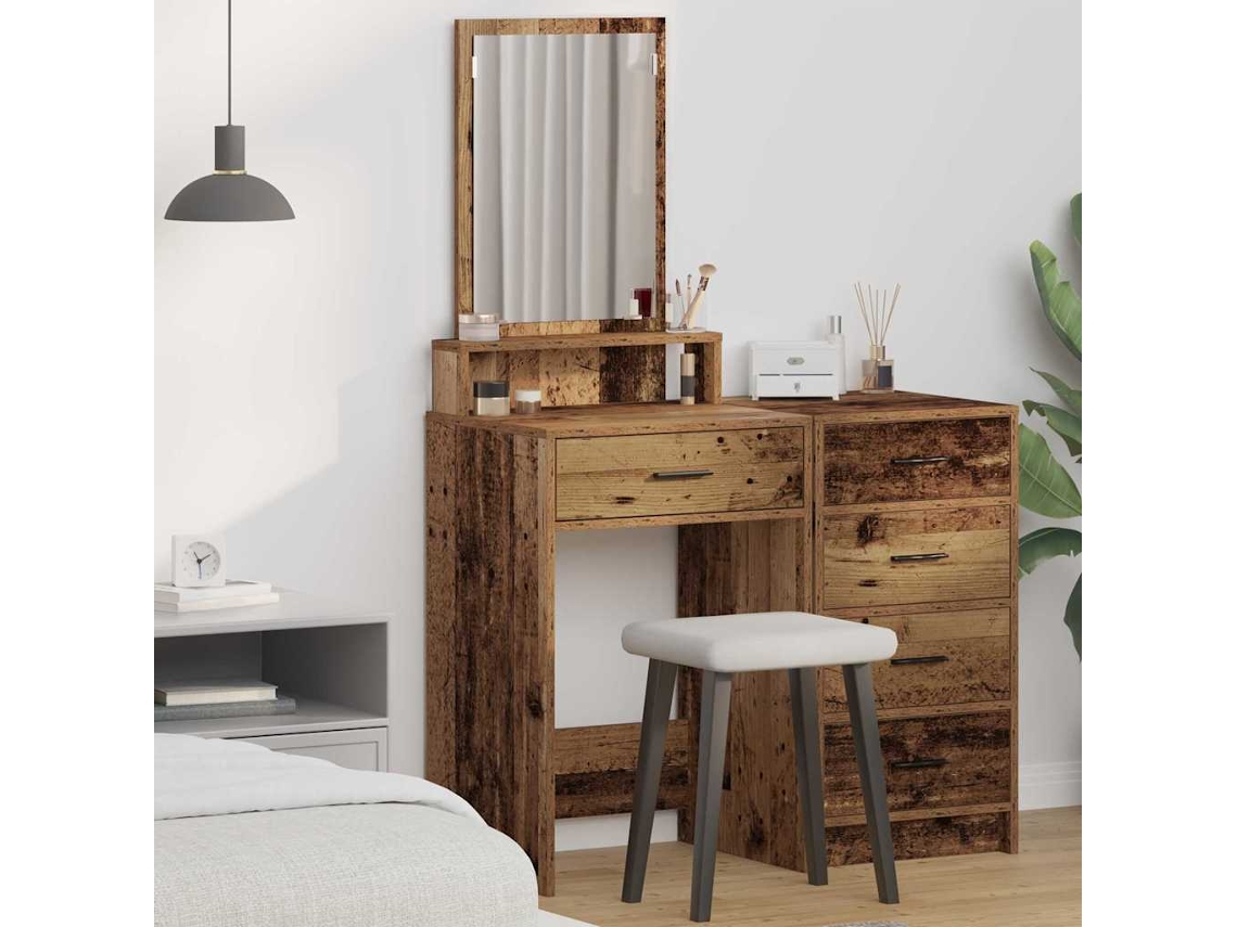 Vidaxl Mesa De Vestir Com Gaveta Madeira Antiga 50 X 41 X 140 Cm