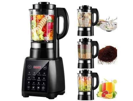 Liquidificador Aquecedor 1200w 12 Programas Automáticos 8 Lâminas Em Aço Inoxidável 30.000 U/min Smoothies Trituração Gelo Picado Jiatzocn