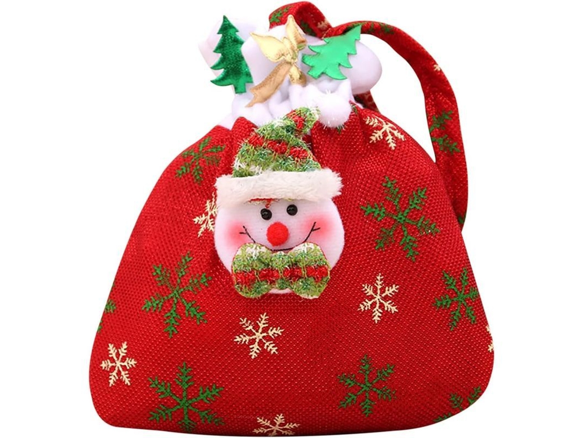 BOLSA de presente Nova Line de veludo dourado com Papai Noel para decoração e doces