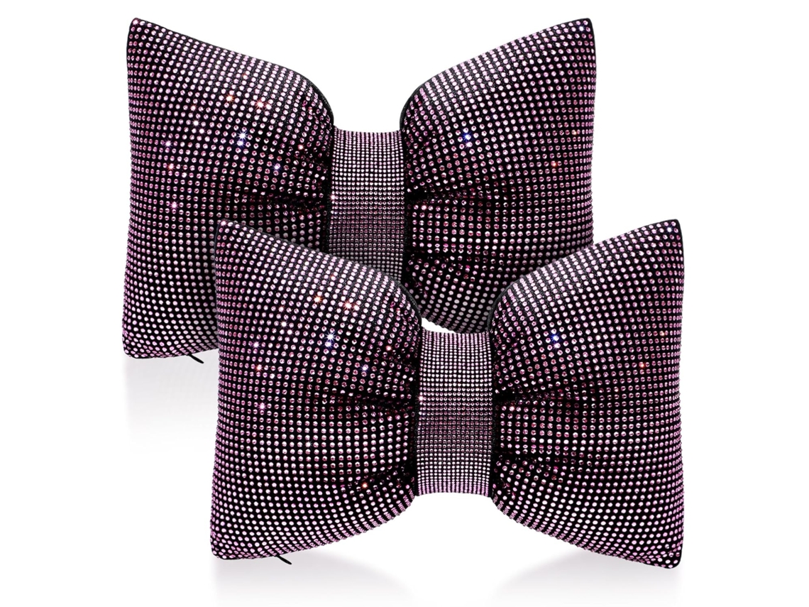 Conjunto de 2 Almofadas em Formato Laço com Strass para Encostos Cabeça Carro, Decorativas e CHABERLU