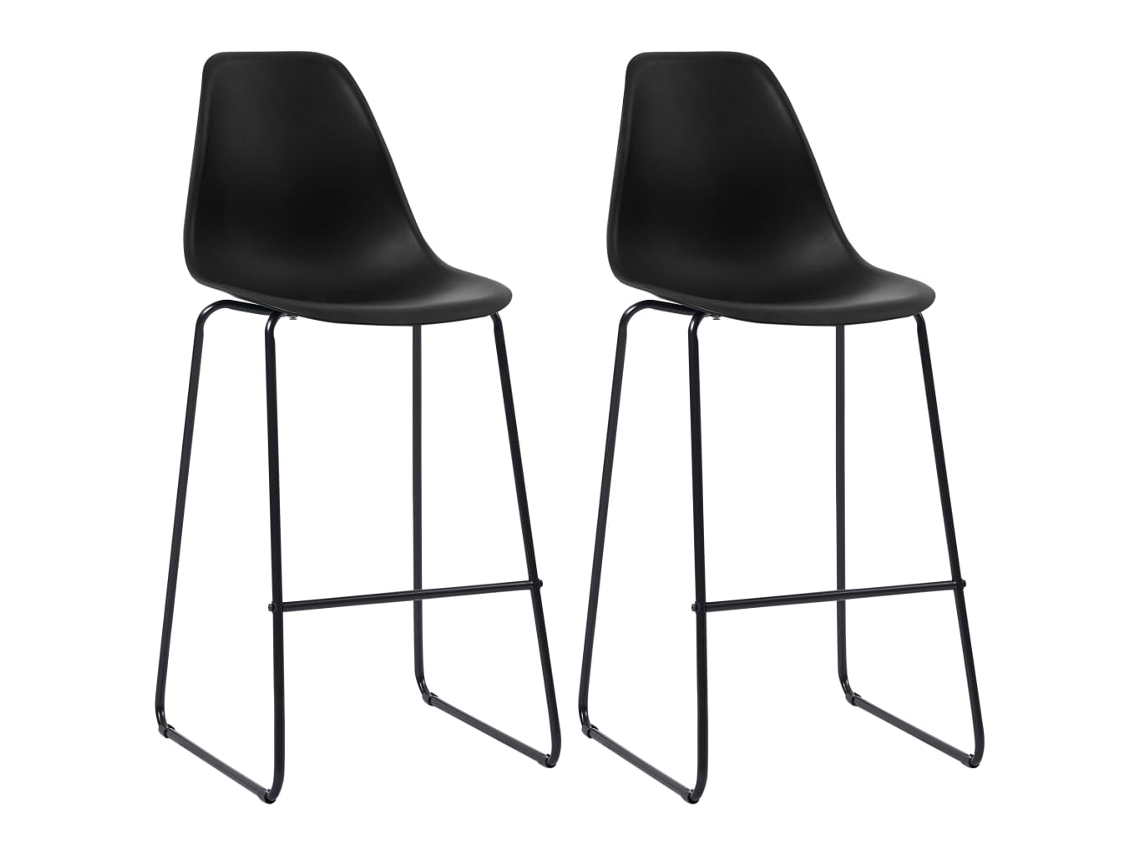 Vidaxl Cadeiras De Bar 2 Pcs Plástico Preto