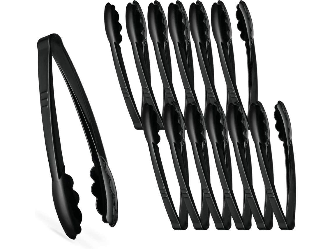 Conjunto De 12 Pinças Pretas Plasticpro, 19, 1cm – Pinças Resistentes E Reutilizáveis Para Servir Na Cozinha Churrasco