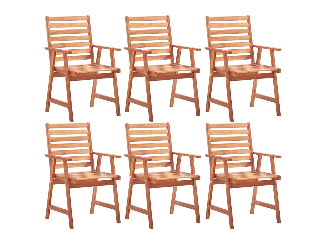 Vidaxl Cadeiras Jantar P/ Jardim 6 Pcs Madeira De Acácia Maciça