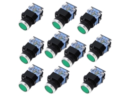 10 Pcs Interruptor De Botão De Cabeça Plana De Trava Automática Bem38-11s 1 On 1 Off Botão Verde