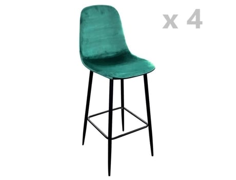 Conjunto de 4 bancos de bar vintage de veludo Inoui - verde esmeralda
