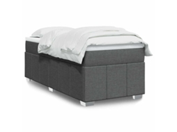 Vidaxl Cama Com Molas/colchão 100x200 Cm Tecido Cinza-escuro