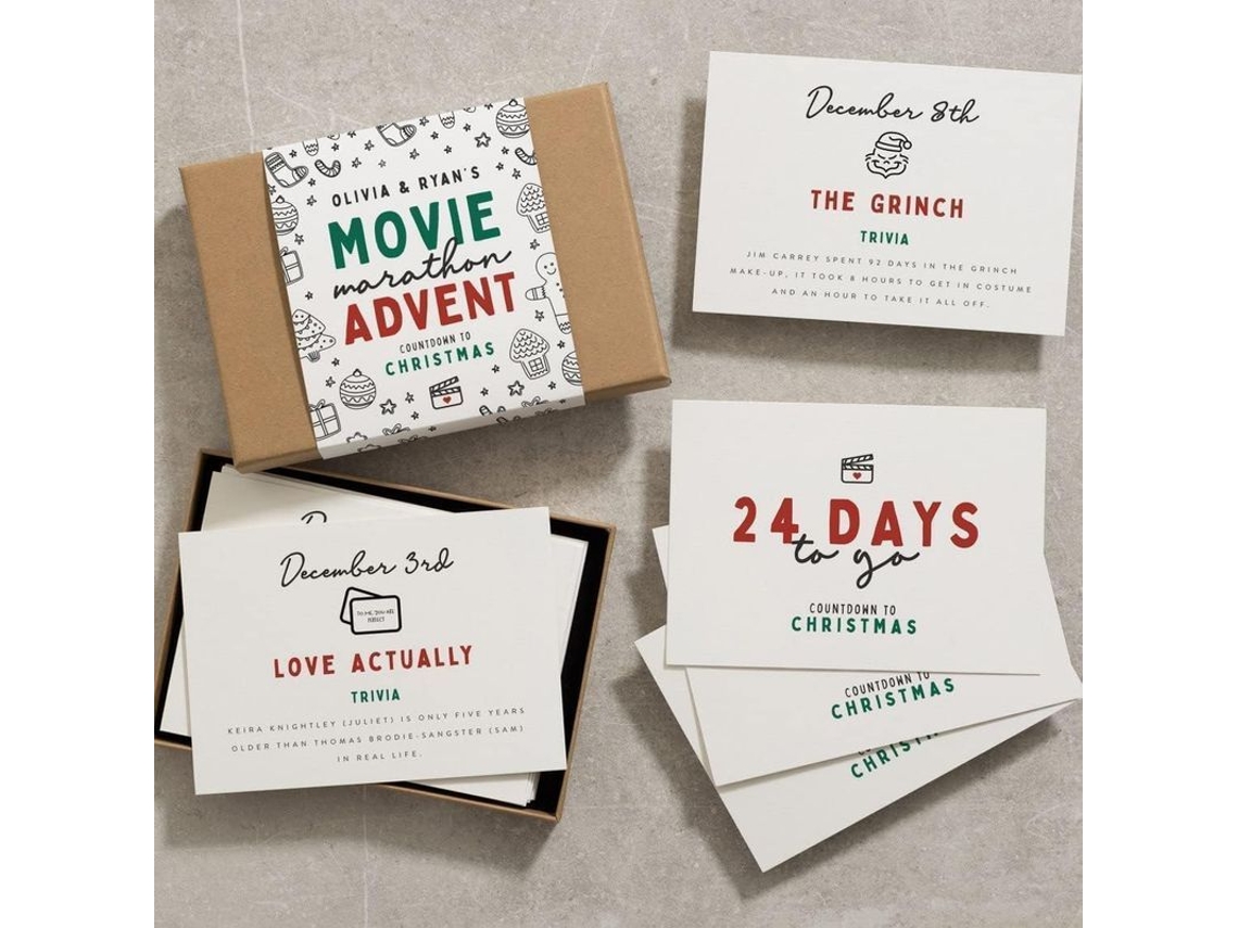 Calendário de Advento de Natal 2022 com 24 Cartões para Adultos