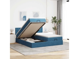 Cama Otomana Com Colchões/leds 200x200 Cm Veludo Azul-escuro