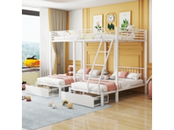Cama Metal Modular 140x200 Com 2 Camas Branca