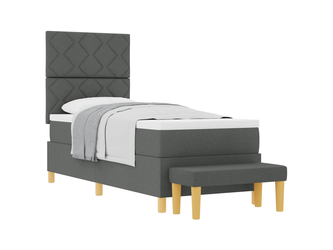 Cama Box com Cabeceira Cinzento Escuro 200 X 80 Cm Tecido MAISON EXCLUSIVE