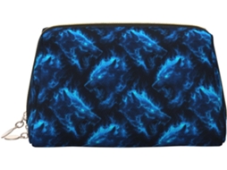 Nécessaire de Maquiagem Estampa Lobo Azul Vibrante | S/MARCA