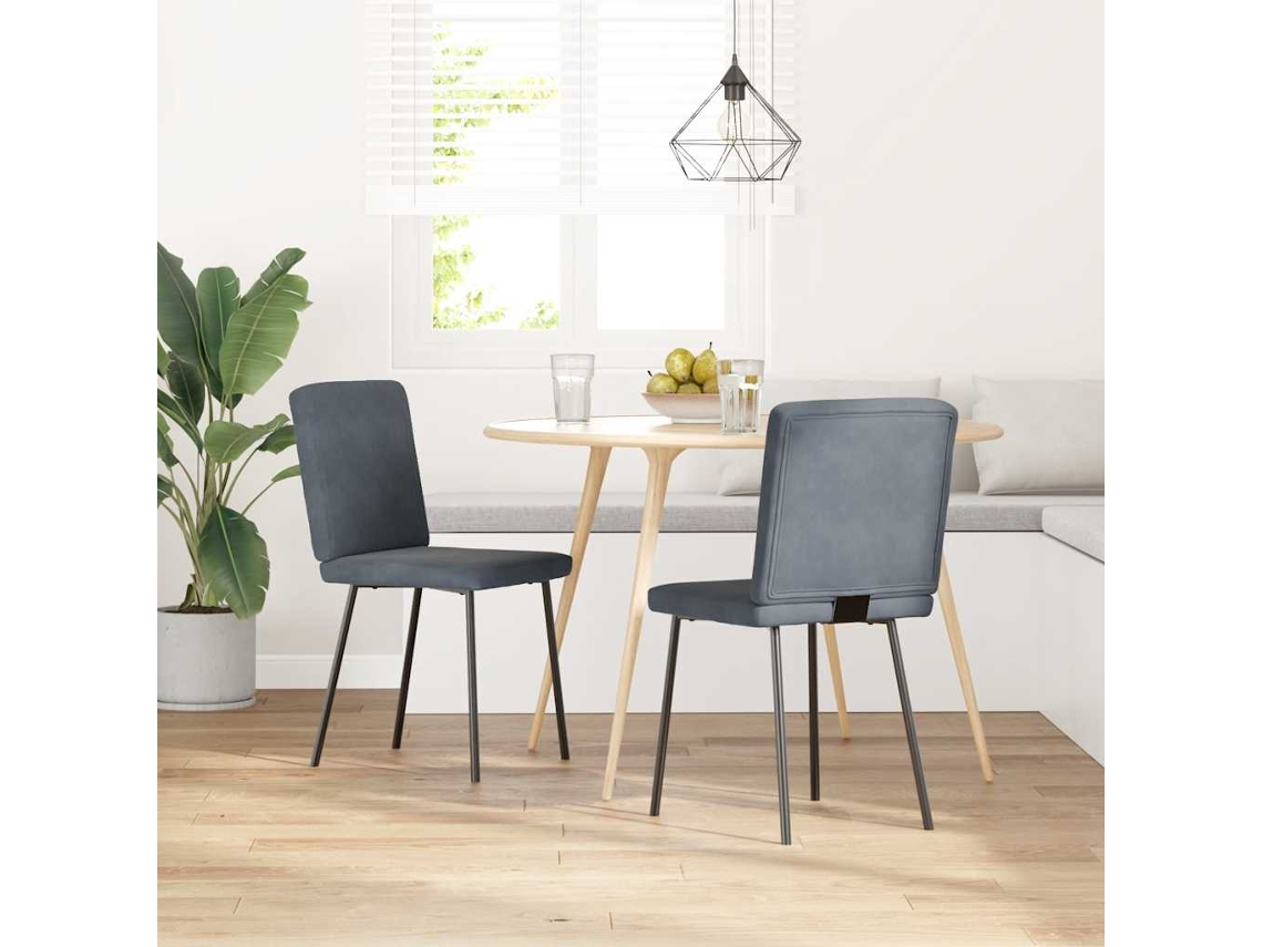 Vidaxl Cadeiras De Jantar 2 Pcs Veludo Cinzento-escuro