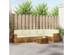 Vidaxl Conjunto De Sofá Sectional Com Almofada 7 Pcs Natural E Creme