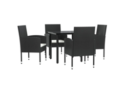 Conjunto de Jantar para Jardim Vime Pe e Aço Preto VIDAXL 5 Un