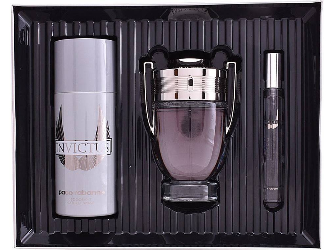 Coffret PACO RABANNE Invictus Edt 100 ml + Desodorante Spray 150 ml + 10 ml Mini Edt