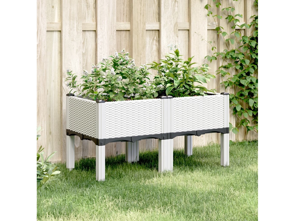 Vidaxl Vaso/floreira De Jardim C/ Pernas 80x40x42 Cm Pp Branco