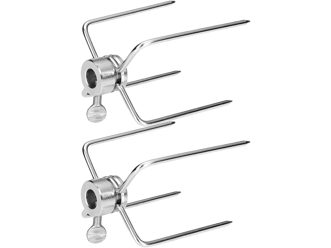 Conjunto De 2 Prendedores Garfo Para Carne Em Aço Inoxidável Com Parafuso Ajustável