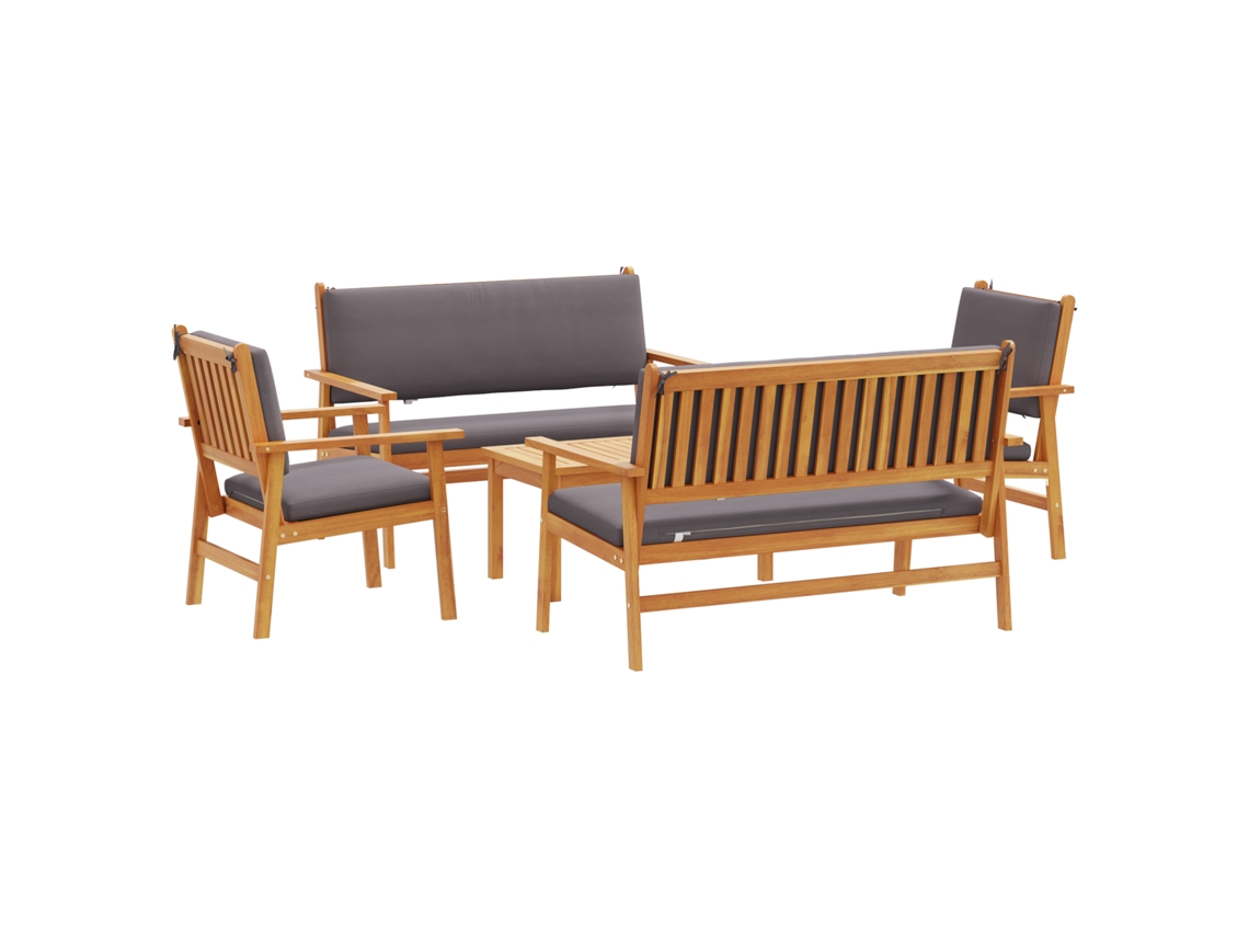 Conjunto 5 Móveis Para Exterior Vidaxl Castanho Madeira De Acácia Maciça (75 X 45 X 38 Cm)
