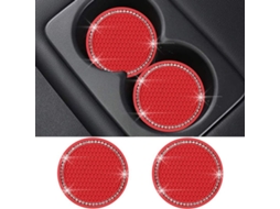 Apoio para Copos de Carro com Cristais, 2 Unidades, Universal 7cm, Silicone Anti derrame, Acessório de Decoração