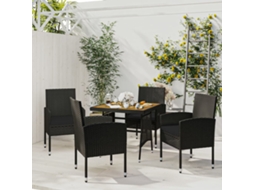 Vidaxl 5 Pcs Conjunto De Jantar P/ Exterior Vime Pe Preto