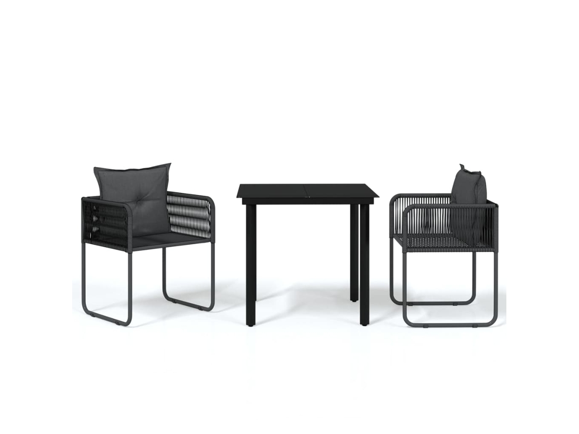 Maison Exclusive - 3 Pcs Conjunto De Jantar Para Jardim Preto