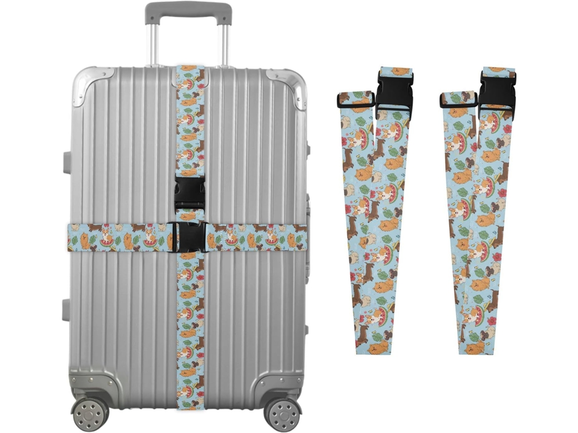 Conjunto De 2 Cintas Bagagem Com Estampa Floral Para Malas, Cintas De Viagem, Acessórios Para Cintos, Conector De