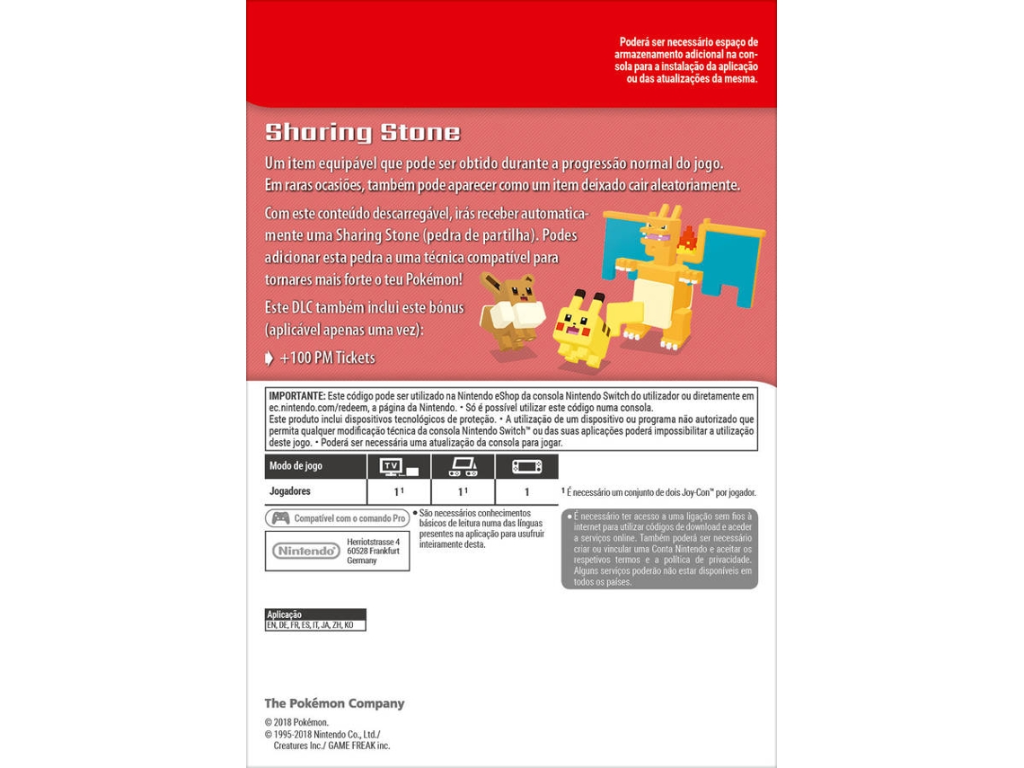 Cartão Nintendo Switch Pokémon Quest Sharing Stone (Formato Digital