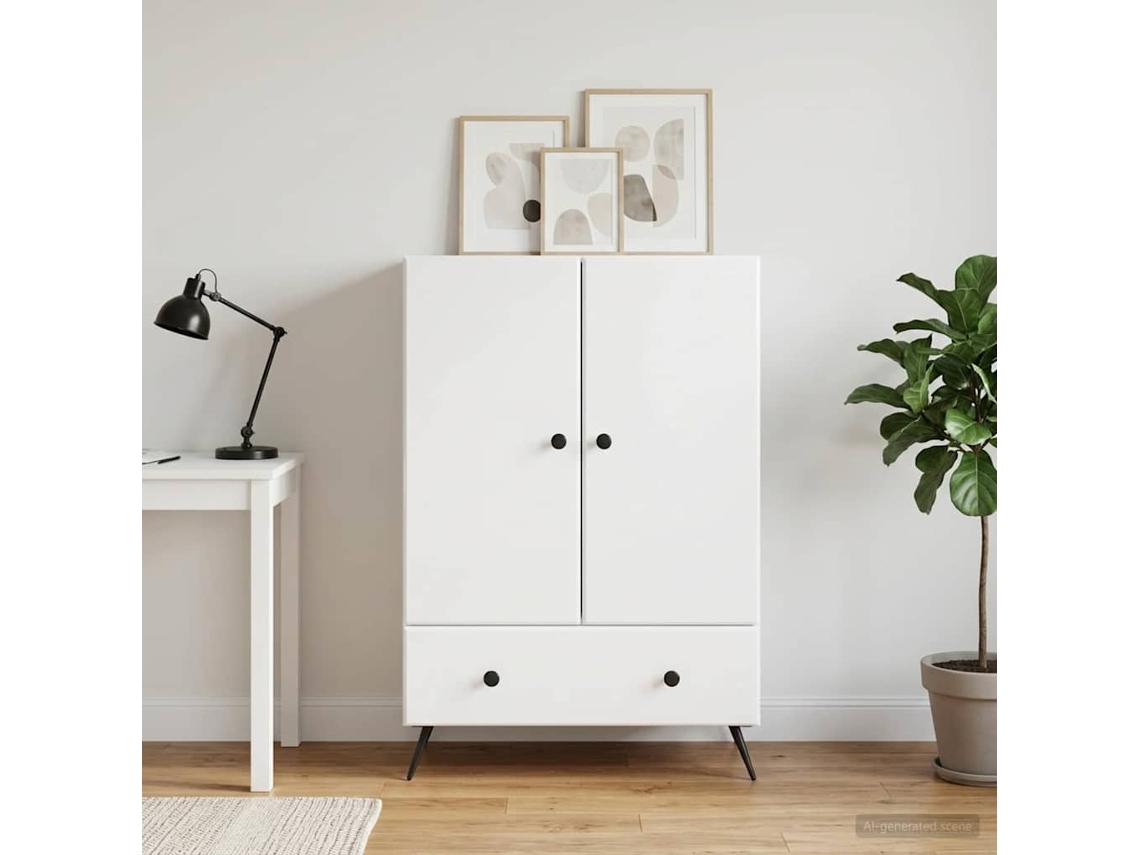 Vidaxl Buffet Branco Brilhante 66 X 34,5 X 95 Cm Derivados De Madeira