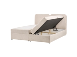 Cama Continental Beliani Chancellor De Tela Beige 183x208x103
