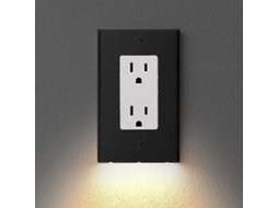 2026 tomada com Luz Noturna Led com Sensor Automático Instalação Rápida Abs+nylon Cuadrado Negro