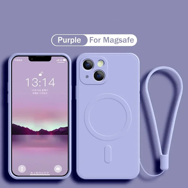 Capa De Silicone Líquido Para Iphone 13 Mini (lilás), Compatível Com Carregamento Sem Fio Magnético.