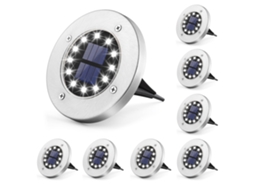 Lote De 8 Luminárias Solares De Jardim,12 Leds,branco,aço Inoxidável,impermeável Para Exterior,terraço,gramado,quintal E Caminho Btforus