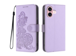 Capa De Celular Com Estampa De Mandala E Flor De Couro Para Iphone 16 Com Alça