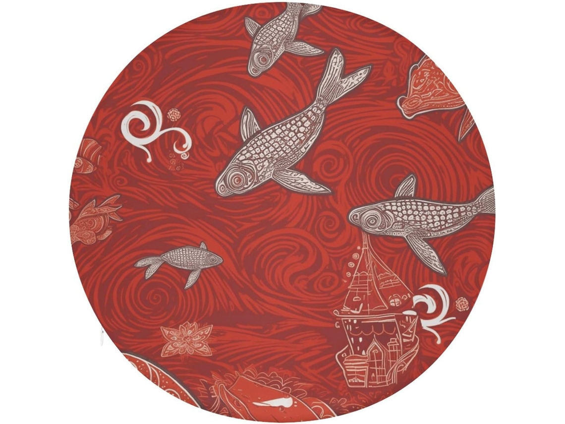 Almofada Redonda De Algodão Com Espuma Viscoelástica E Estampa Animais Do Mar Vermelho, Almofada Grossa E Macia Para