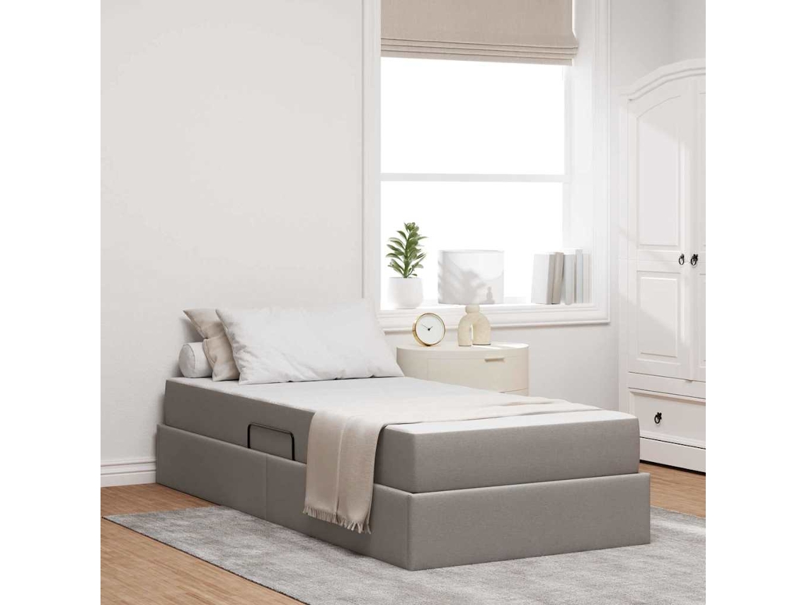 Vidaxl Cama Com Arrumação E Colchão Cinzento-acastanhado 90 X 200 Cm