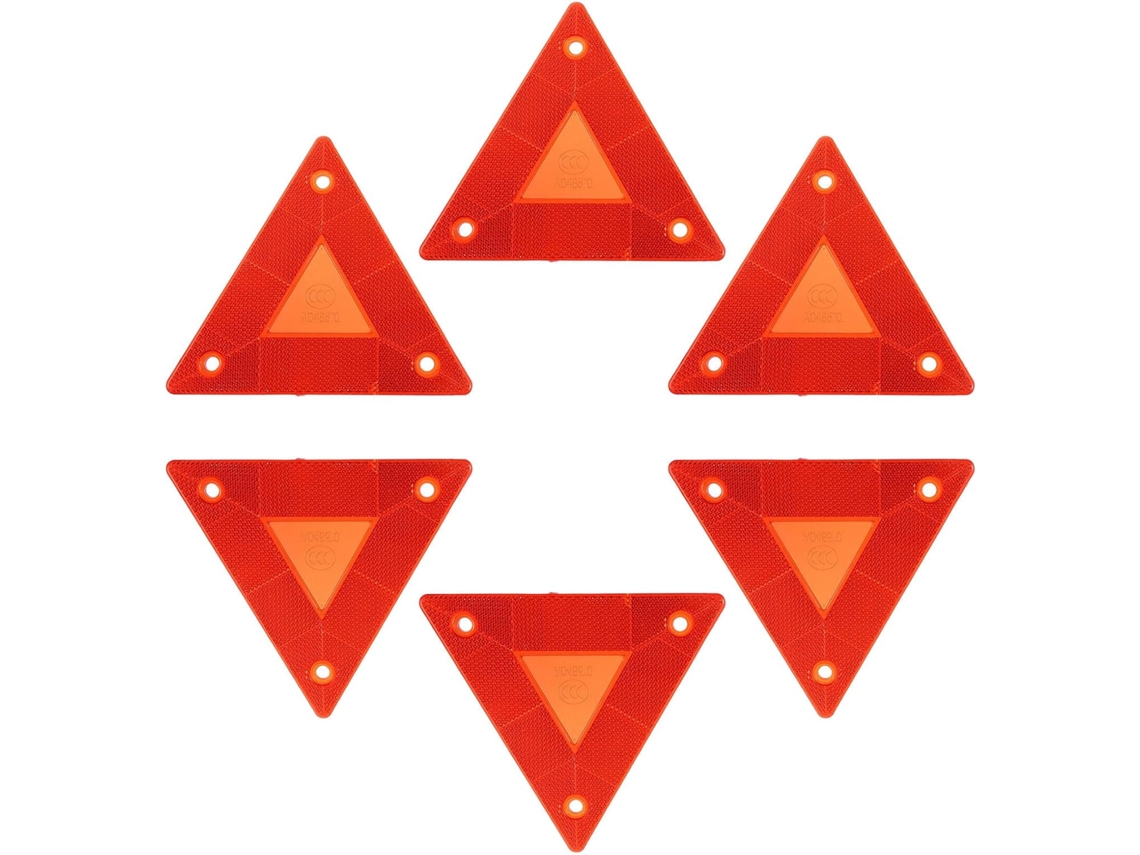 Conjunto De 6 Placas Triangulares De Advertência Com Refletores Para Veículos Lentos.