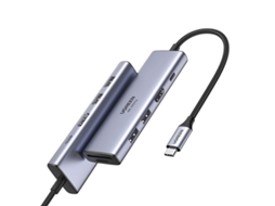 Hub Usb C Multifuncional 6 Em 1 2x Usb Hdmi 4k Leitor De Cartão Sd E Tf Usb C Pd 100w Cinza Slowmoose