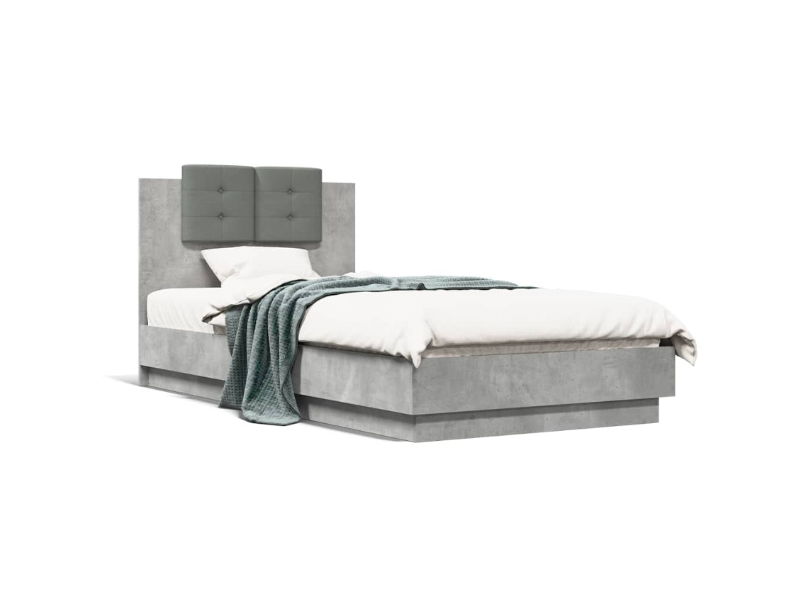 Bed Frame, Bed Frames Vidaxl Cinzeto Madeira Processada (90 X 190 Cm)