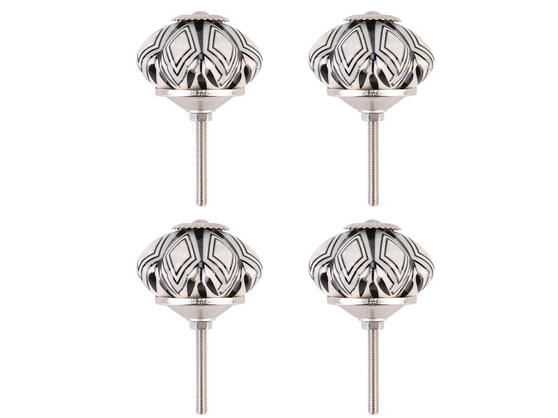 Impressas Ceramic Alças (Design Floral Vintage, Conjunto de 4)