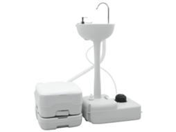 Vidaxl Conjunto De Banheiro Para Acampamento 2 Unid. Cinza E Branco