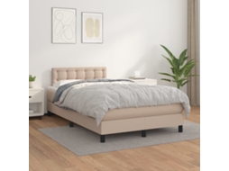 Vidaxl Cama Com Molas/colchão 120x200 Cm Couro Artificial Cappuccino