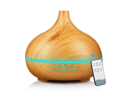 Difusor de aromas 150ml, óleos essenciais USB, umidificador, luz noturna, acabamento em madeira clara | MDUG